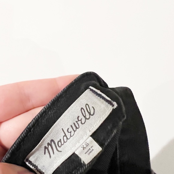 Madewell Slim Black Washed Cross Back Straps Zipper Side Jean Overalls size XS - Picture 14 of 14
